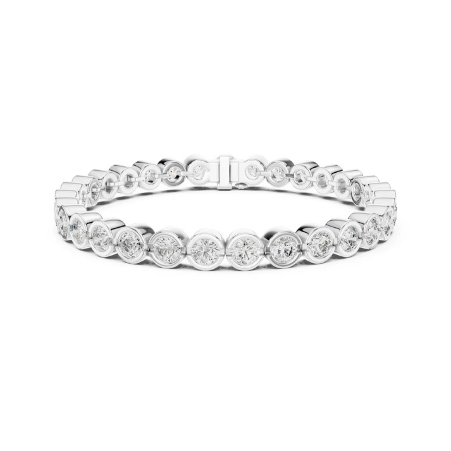 18k White Gold Round Lab-Grown Diamond Anniversary Gift Bracelet | Pure Carat