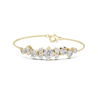 14k Yellow Gold Round Lab-Grown Diamond Party Wear Bracelet for Women | Pure Carat