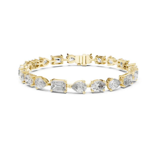 18k White Gold Oval/Pear/Emerald Lab-Grown Diamond Wedding Bracelet for Women | Pure Carat