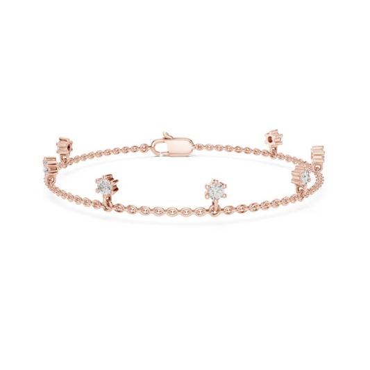 14k Yellow Gold Round Lab-Grown Diamond Everyday Wear Bracelet for Women | Pure Carat