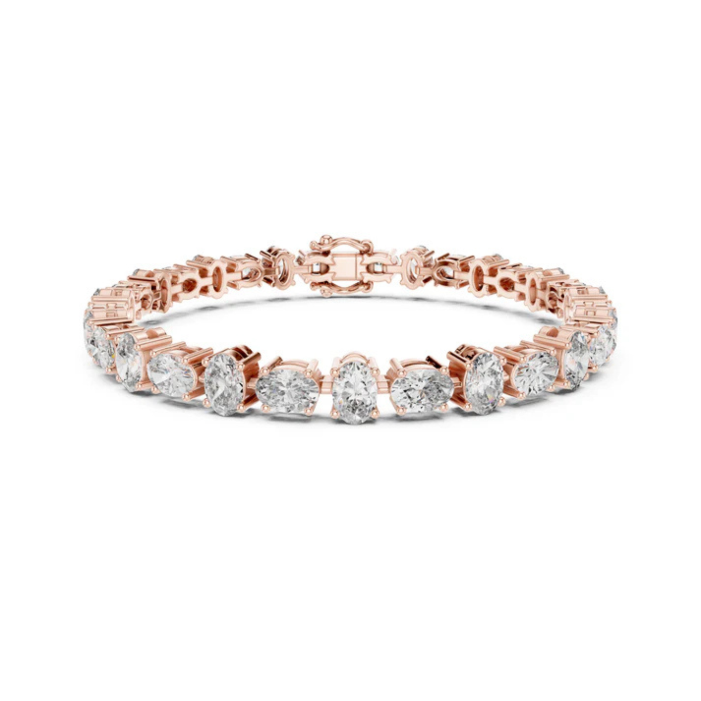 14k Rose Gold Oval Lab-Grown Diamond Everyday Wear Bracelet for Women | Pure Carat