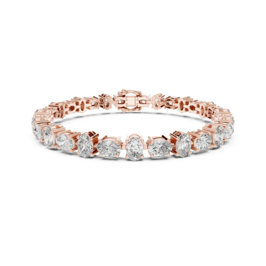 14k Rose Gold Oval Lab-Grown Diamond Everyday Wear Bracelet for Women | Pure Carat