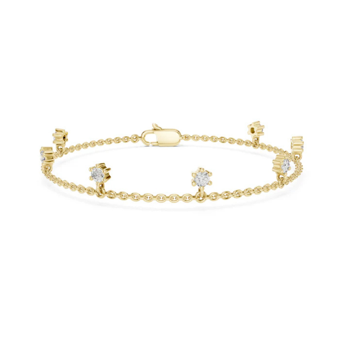 14k Yellow Gold Round Lab-Grown Diamond Everyday Wear Bracelet for Women | Pure Carat