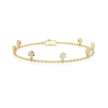 14k Yellow Gold Round Lab-Grown Diamond Everyday Wear Bracelet for Women | Pure Carat