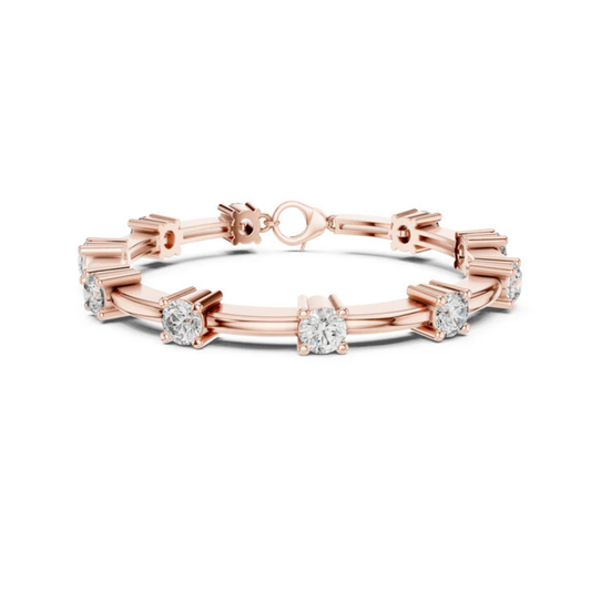 18k Rose Gold Round Lab-Grown Diamond Bridal Bracelet for Women | Pure Carat