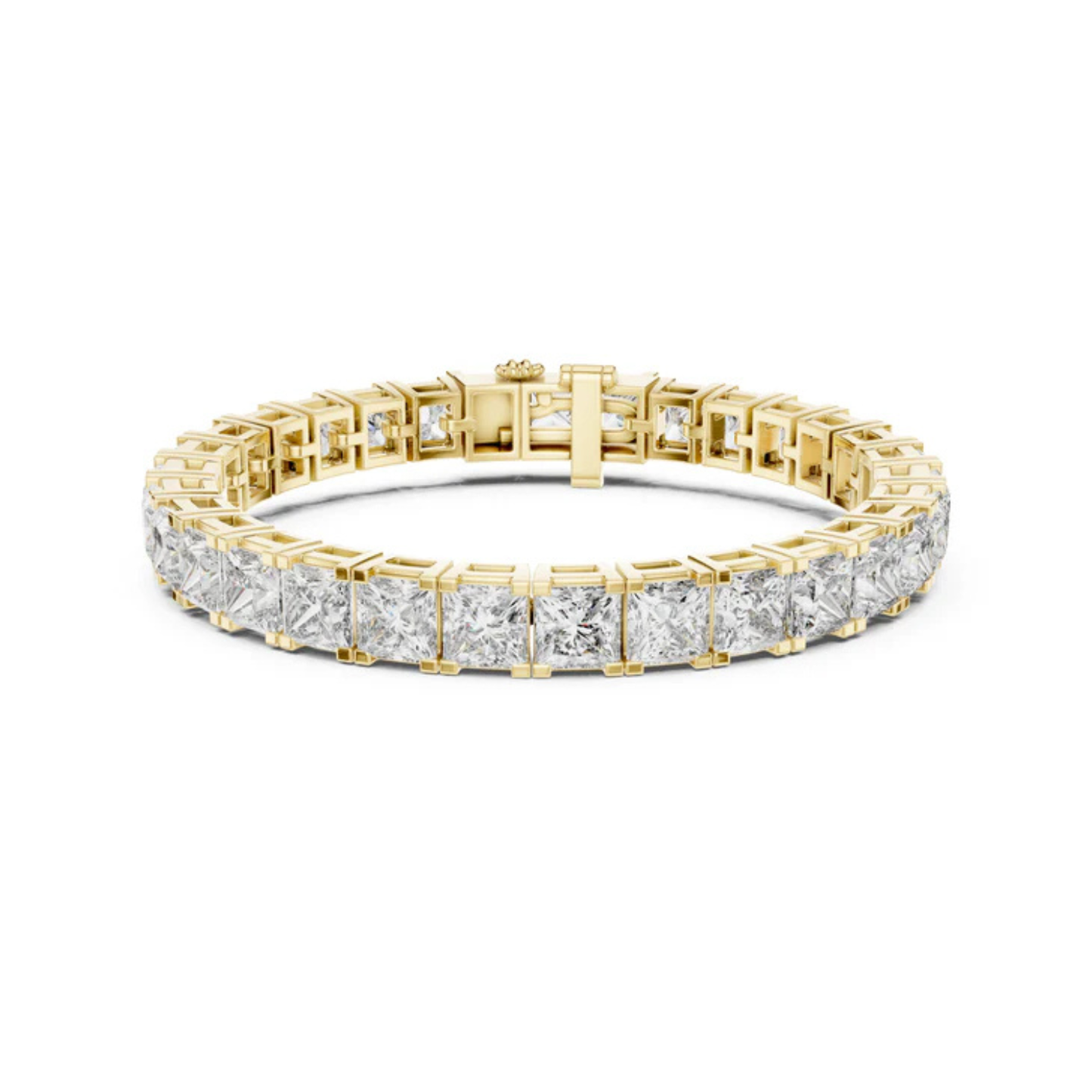 18k Yellow Gold Princess Lab-Grown Diamond Party Wear Bracelet for Women | Pure Carat