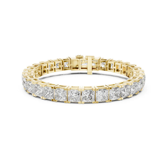 18k Yellow Gold Princess Lab-Grown Diamond Party Wear Bracelet for Women | Pure Carat