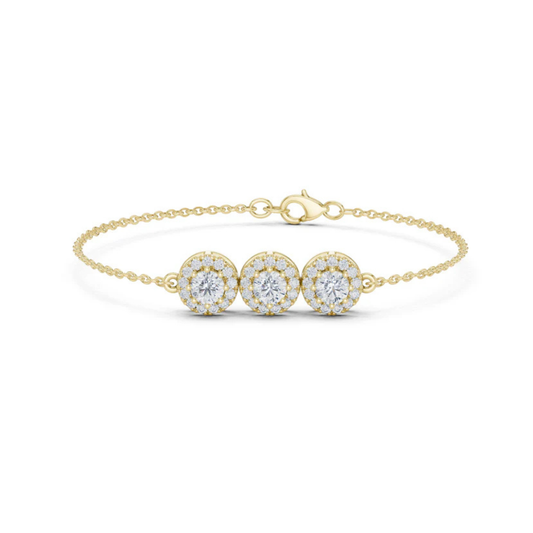 18k Yellow Gold Round Lab-Grown Diamond Wedding Bracelet for Women | Pure Carat