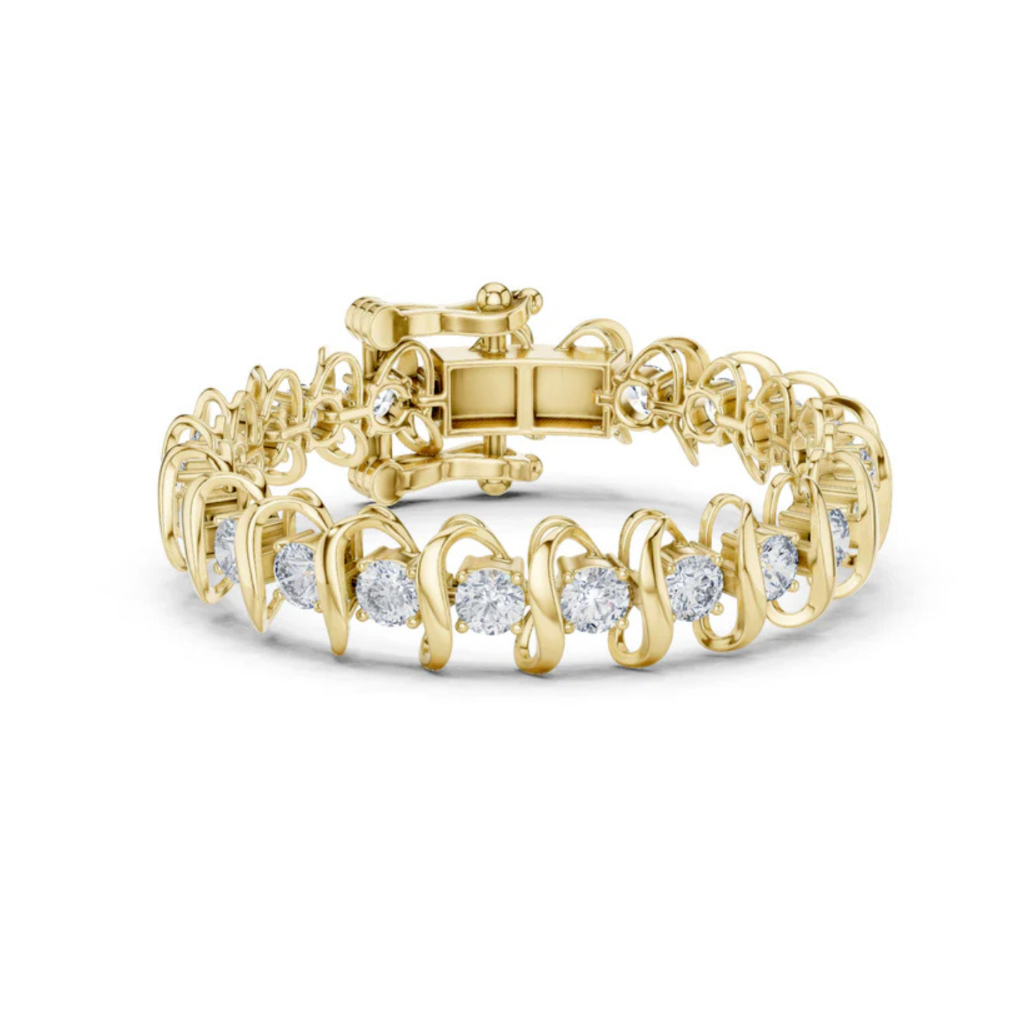 18k White Gold Round Lab-Grown Diamond Engagement Bracelet for Women | Pure Carat