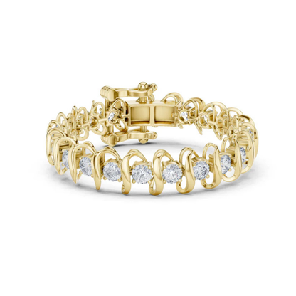 18k White Gold Round Lab-Grown Diamond Engagement Bracelet for Women | Pure Carat