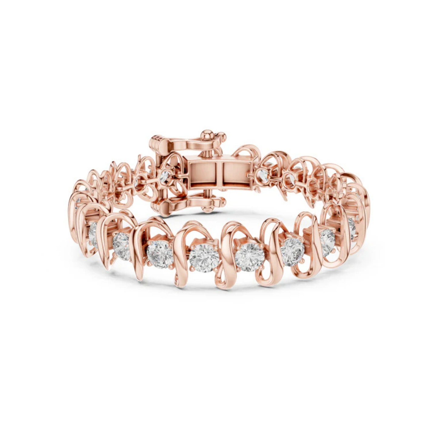 18k White Gold Round Lab-Grown Diamond Engagement Bracelet for Women | Pure Carat