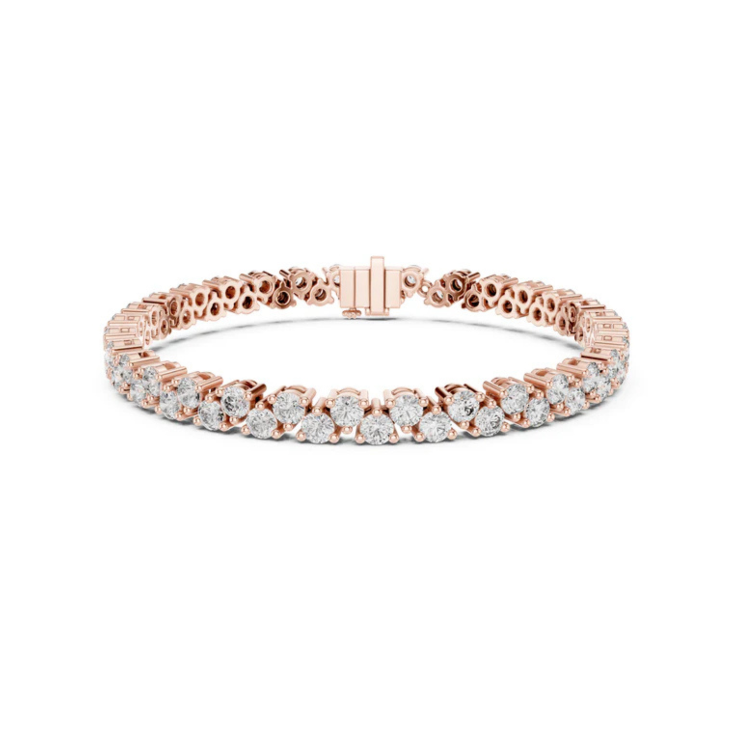 14k Rose Gold Round Lab-Grown Diamond Everyday Wear Bracelet for Women | Pure Carat