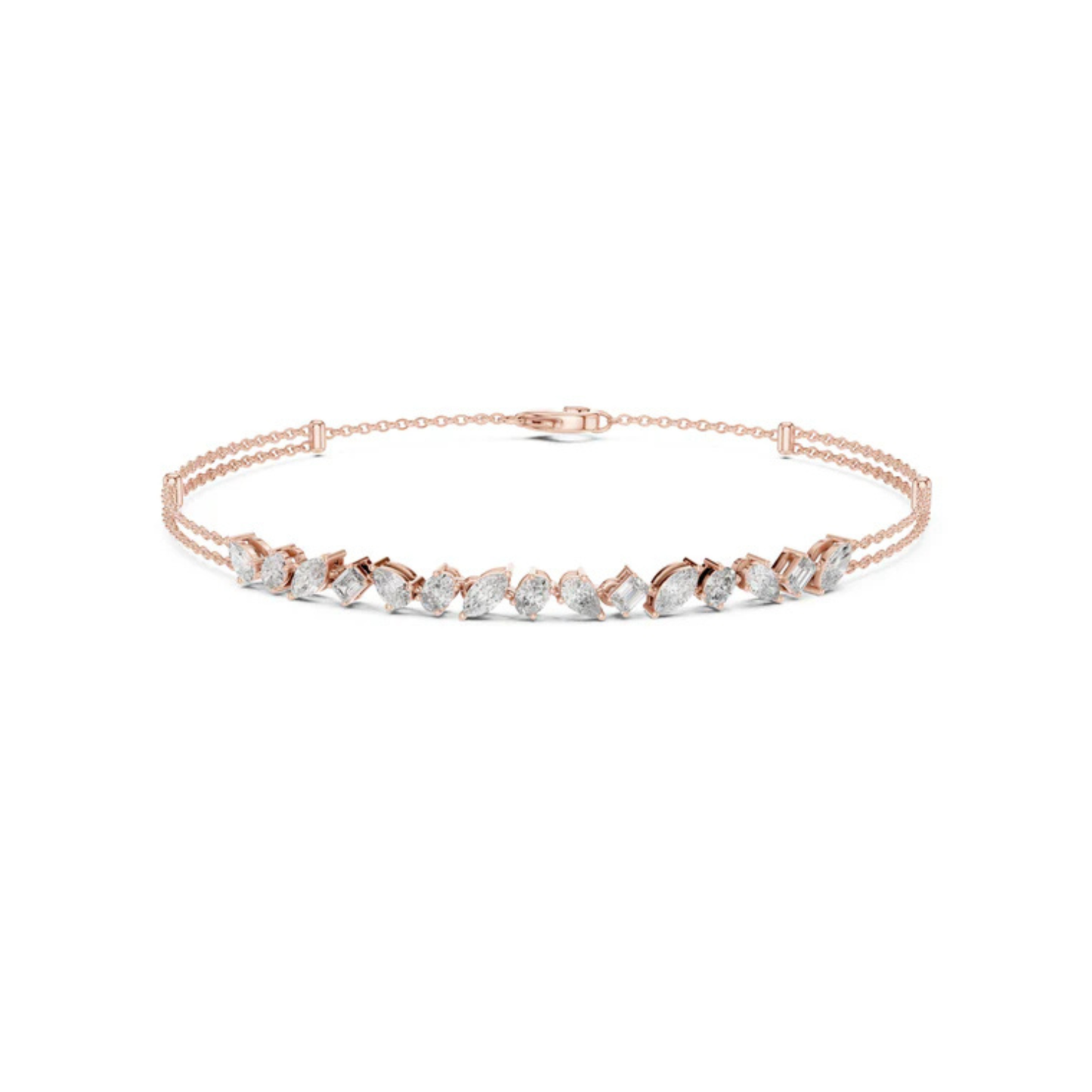 14k Rose Gold Round Lab-Grown Diamond Everyday Wear Bracelet for Women | Pure Carat