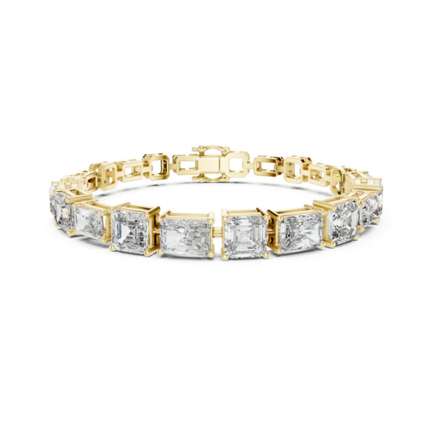 18k White Gold Radiant/Emerald Lab-Grown Diamond Office Wear Bracelet | Pure Carat