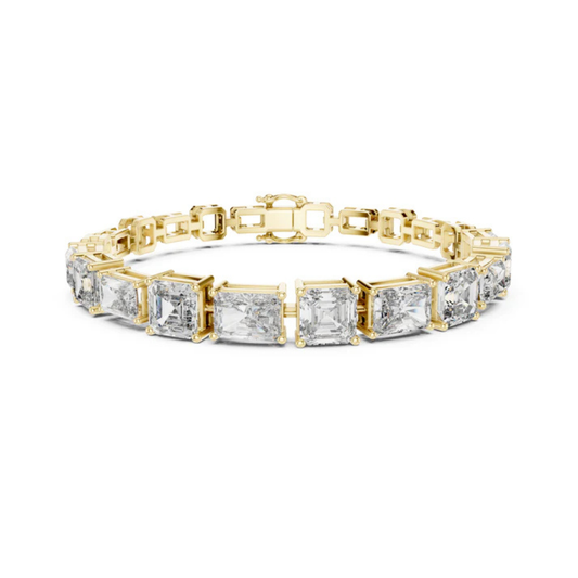 18k White Gold Radiant/Emerald Lab-Grown Diamond Office Wear Bracelet | Pure Carat