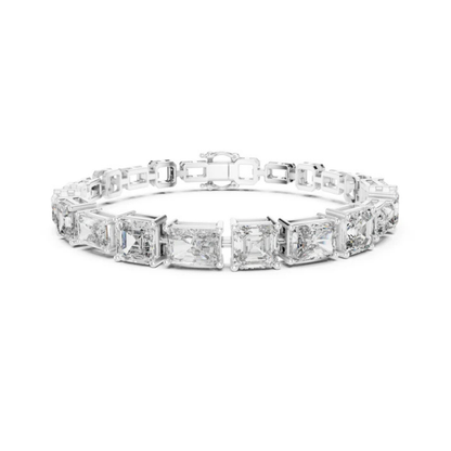18k White Gold Radiant/Emerald Lab-Grown Diamond Office Wear Bracelet | Pure Carat