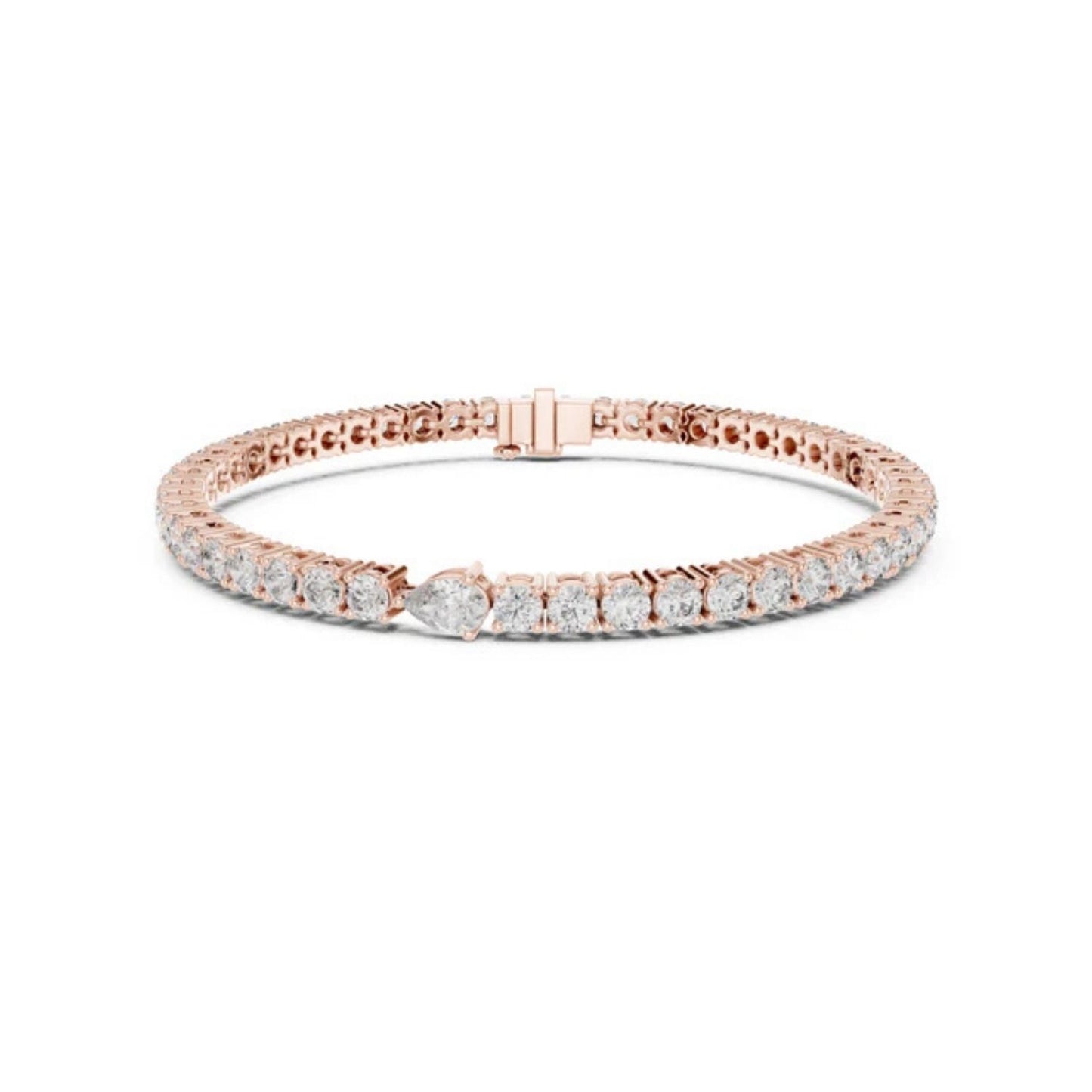 14k Rose Gold Round Lab-Grown Diamond Everyday Wear Bracelet for Women | Pure Carat