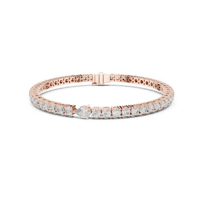14k Rose Gold Round Lab-Grown Diamond Everyday Wear Bracelet for Women | Pure Carat