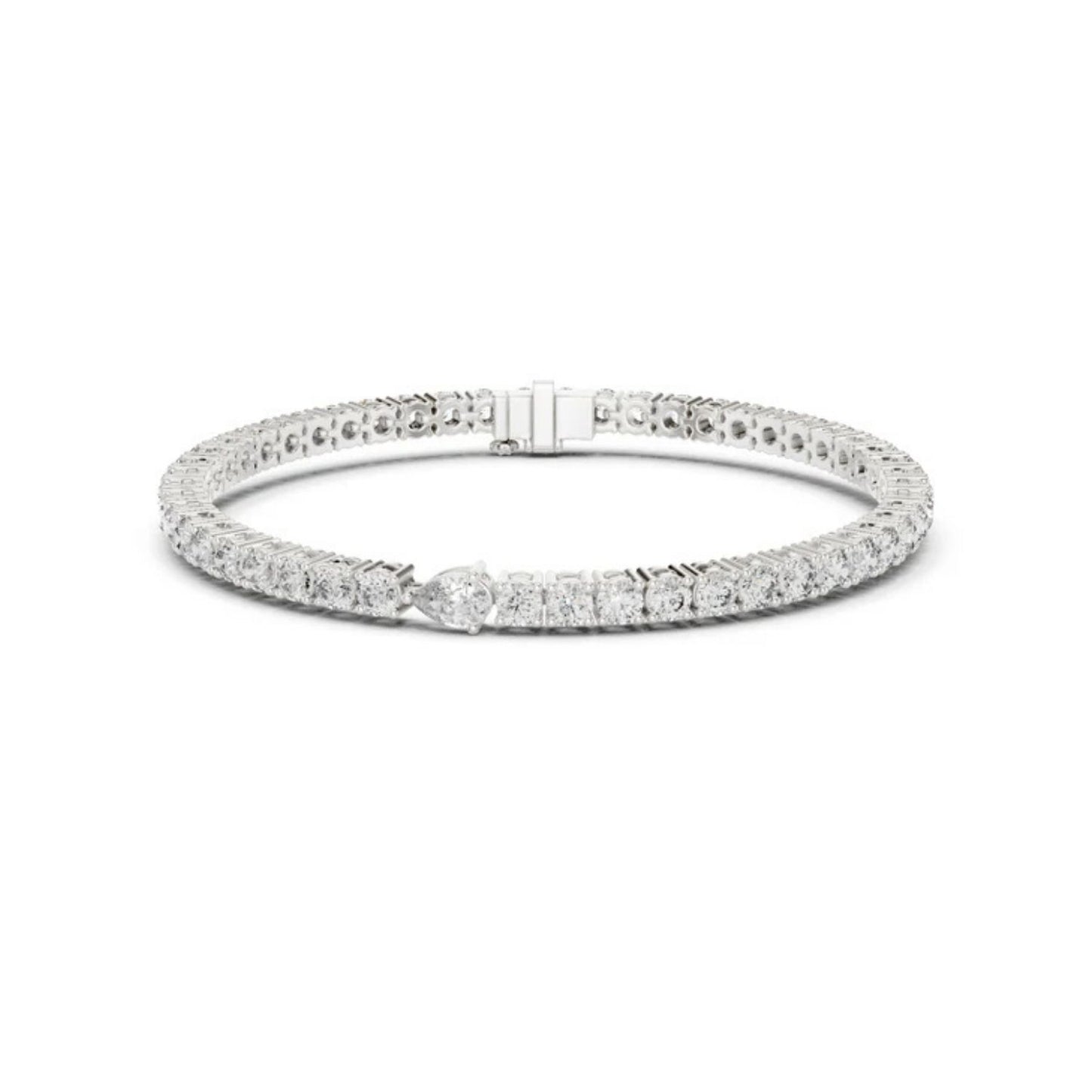 18k Yellow Gold Pear/Round Lab-Grown Diamond Engagement Bracelet for Women | Pure Carat