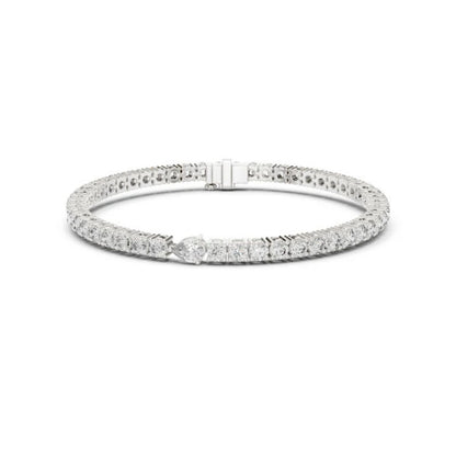 18k Yellow Gold Pear/Round Lab-Grown Diamond Engagement Bracelet for Women | Pure Carat