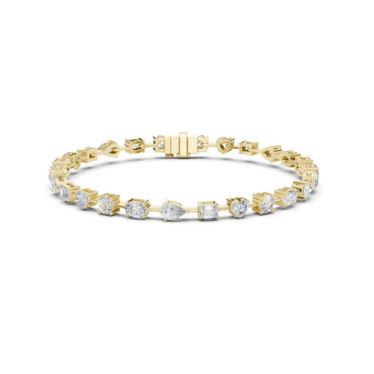 18k Rose Gold Emerald & Heart Lab-Grown Diamond Anniversary Gift Bracelet | Pure Carat