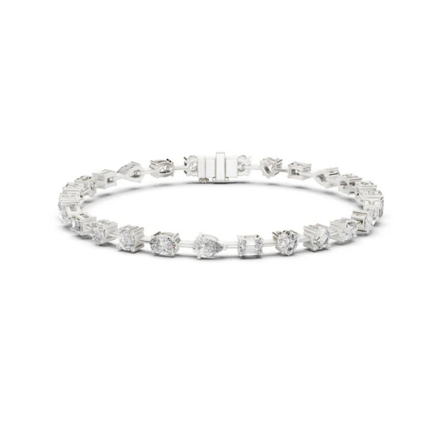 18k Rose Gold Emerald & Heart Lab-Grown Diamond Anniversary Gift Bracelet | Pure Carat