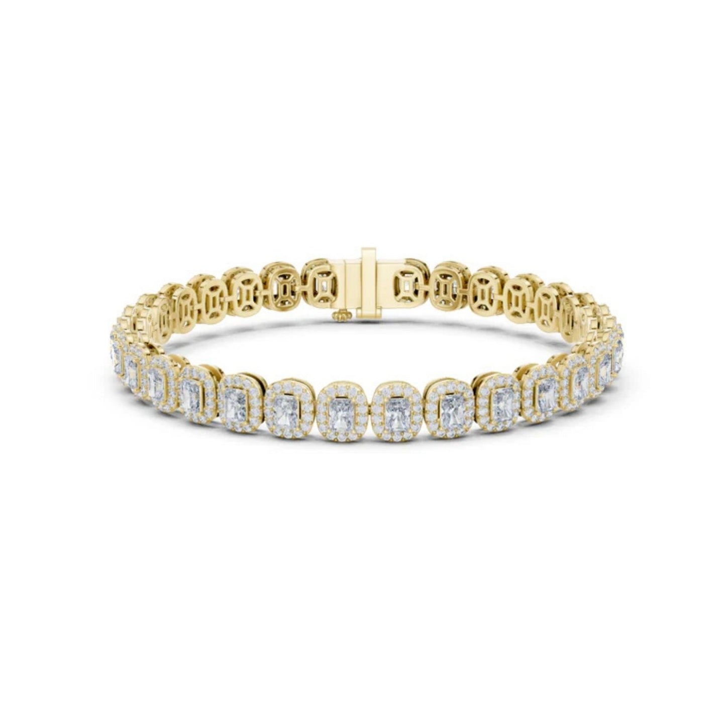 18k White Gold Radiant & Round Lab-Grown Diamond Anniversary Bracelet | Pure Carat