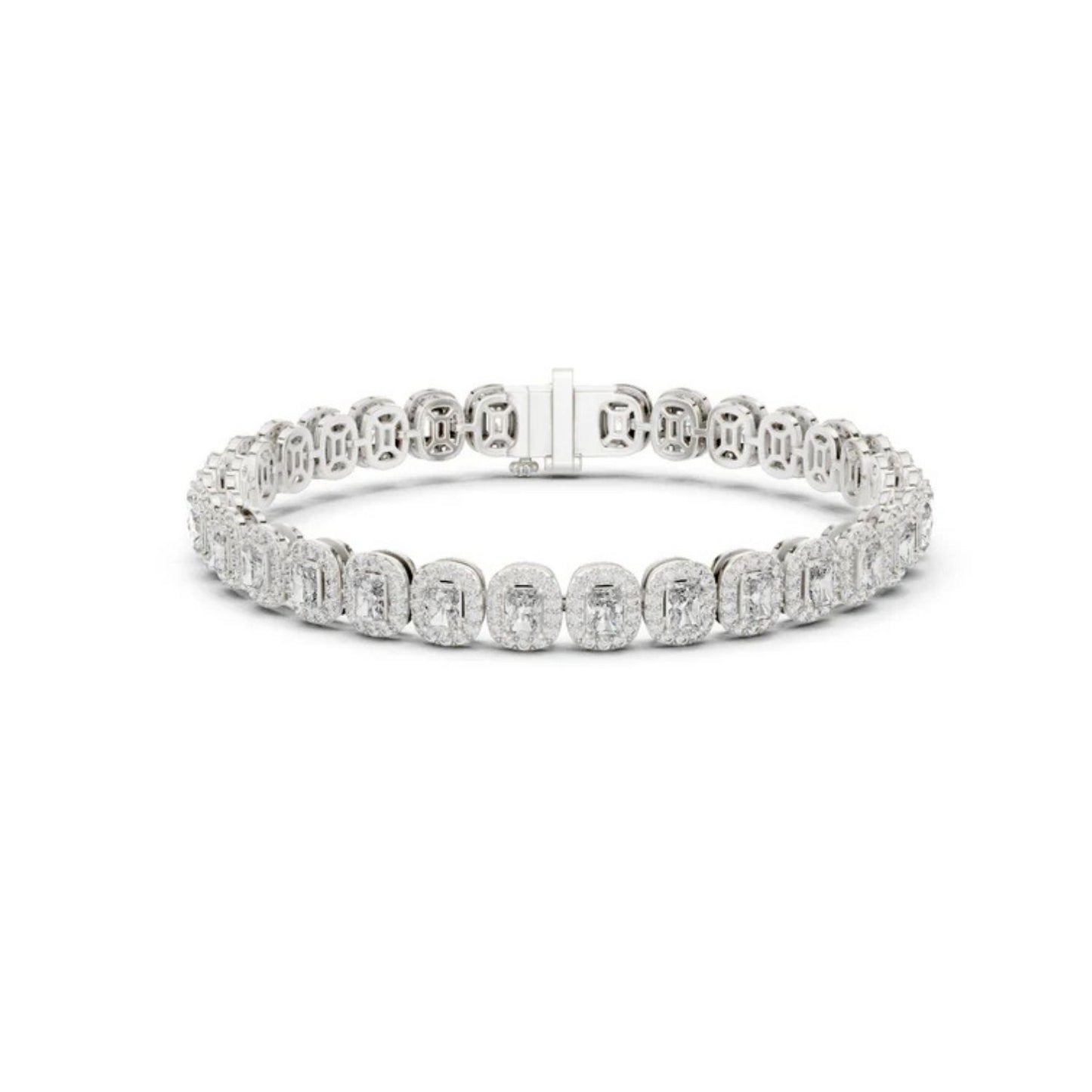 18k White Gold Radiant & Round Lab-Grown Diamond Anniversary Bracelet | Pure Carat