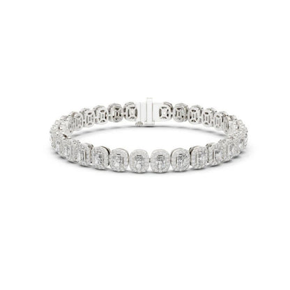 18k White Gold Radiant & Round Lab-Grown Diamond Anniversary Bracelet | Pure Carat