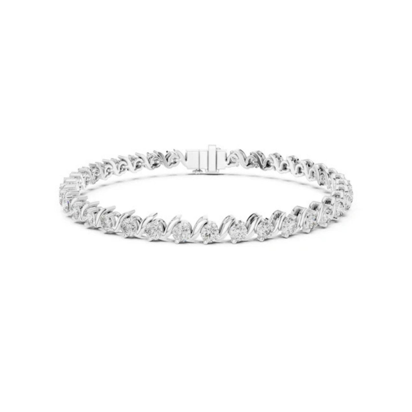 14k White Gold Round Lab-Grown Diamond Everyday Wear Bracelet for Women | Pure Carat