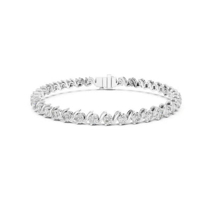 14k White Gold Round Lab-Grown Diamond Everyday Wear Bracelet for Women | Pure Carat