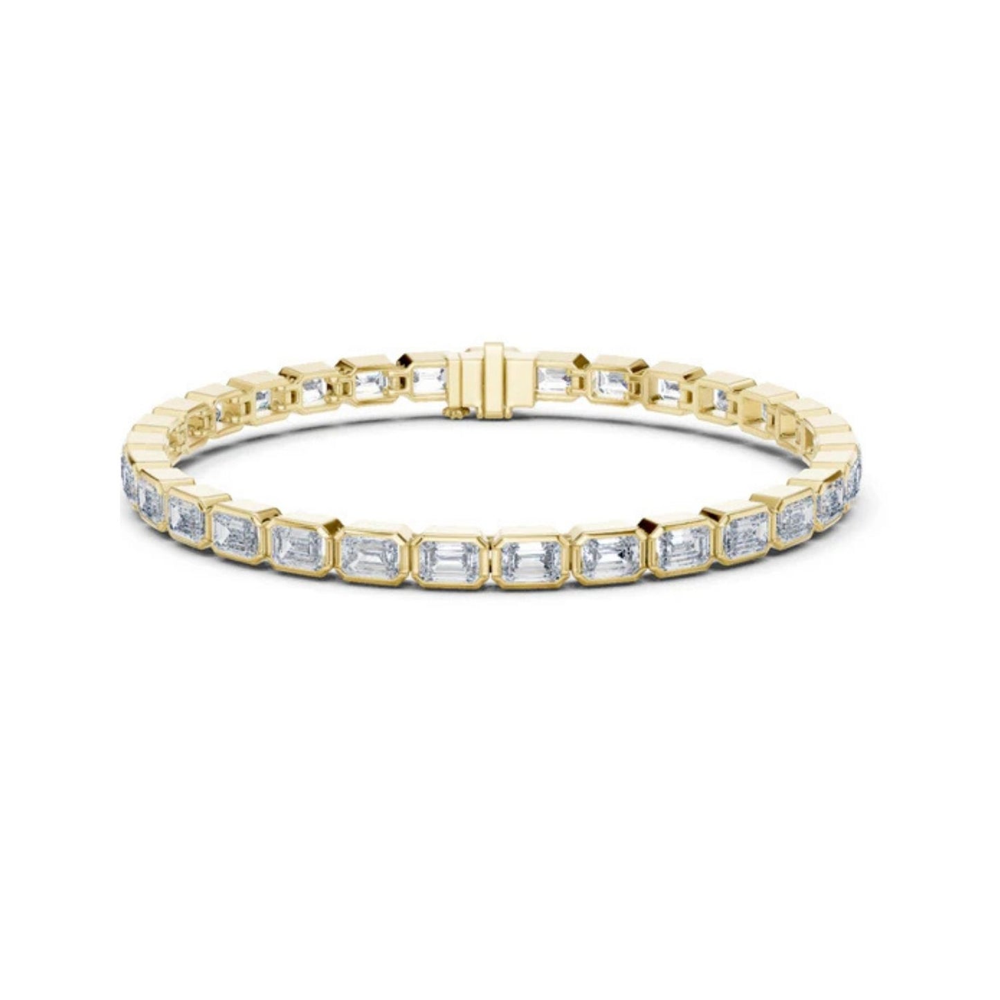 18k Yellow Gold Emerald Lab-Grown Diamond Wedding Bracelet for Women | Pure Carat