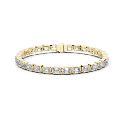 18k Yellow Gold Emerald Lab-Grown Diamond Wedding Bracelet for Women | Pure Carat
