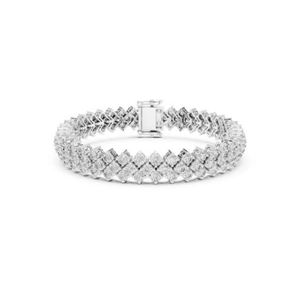 18k White Gold Round Lab-Grown Diamond Anniversary Bracelet for Women | Pure Carat