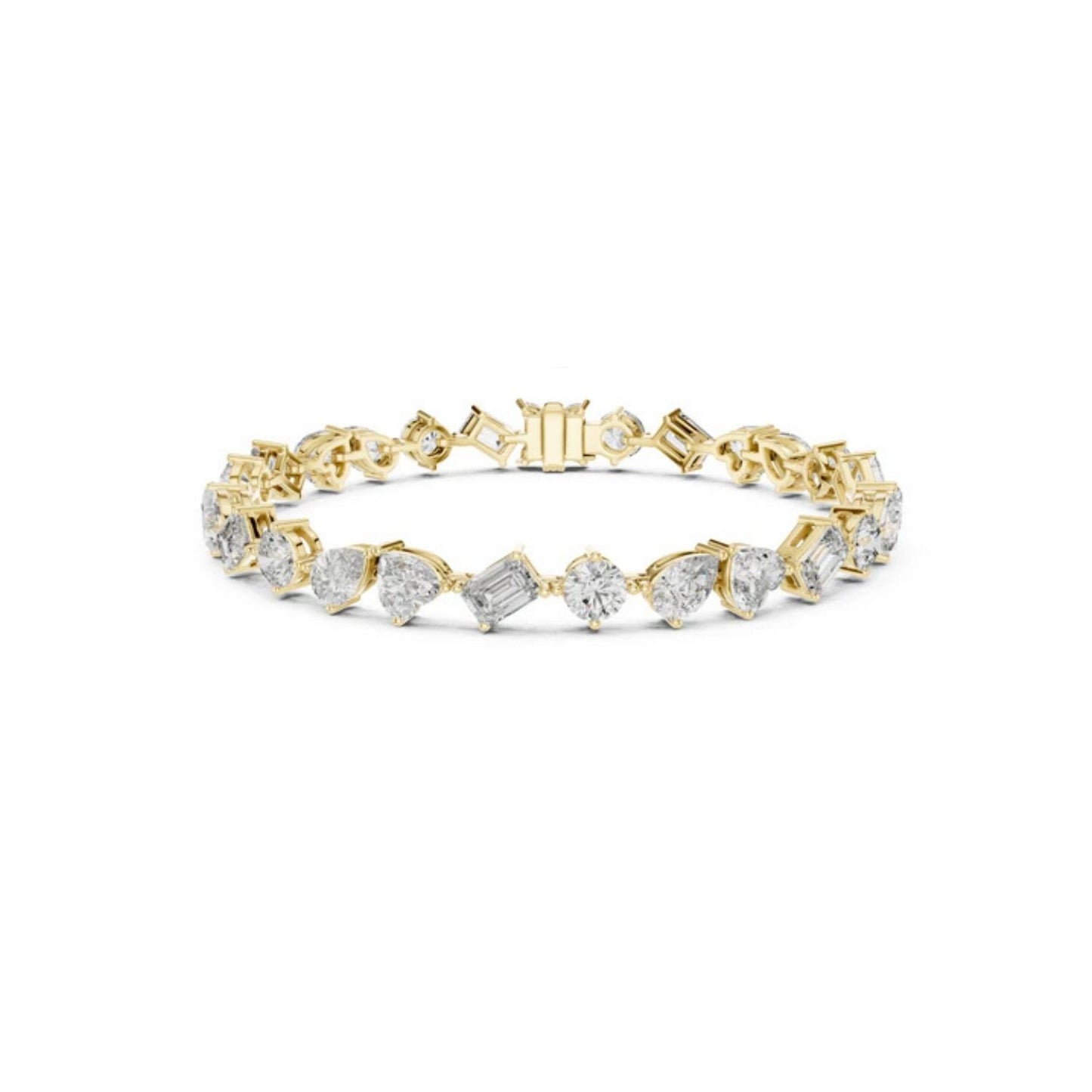 14k White Gold Heart Emerald Pear Lab-Grown Diamond Engagement Bracelet | Pure Carat
