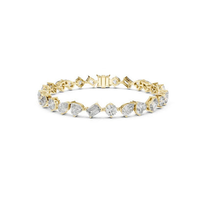 14k White Gold Heart Emerald Pear Lab-Grown Diamond Engagement Bracelet | Pure Carat