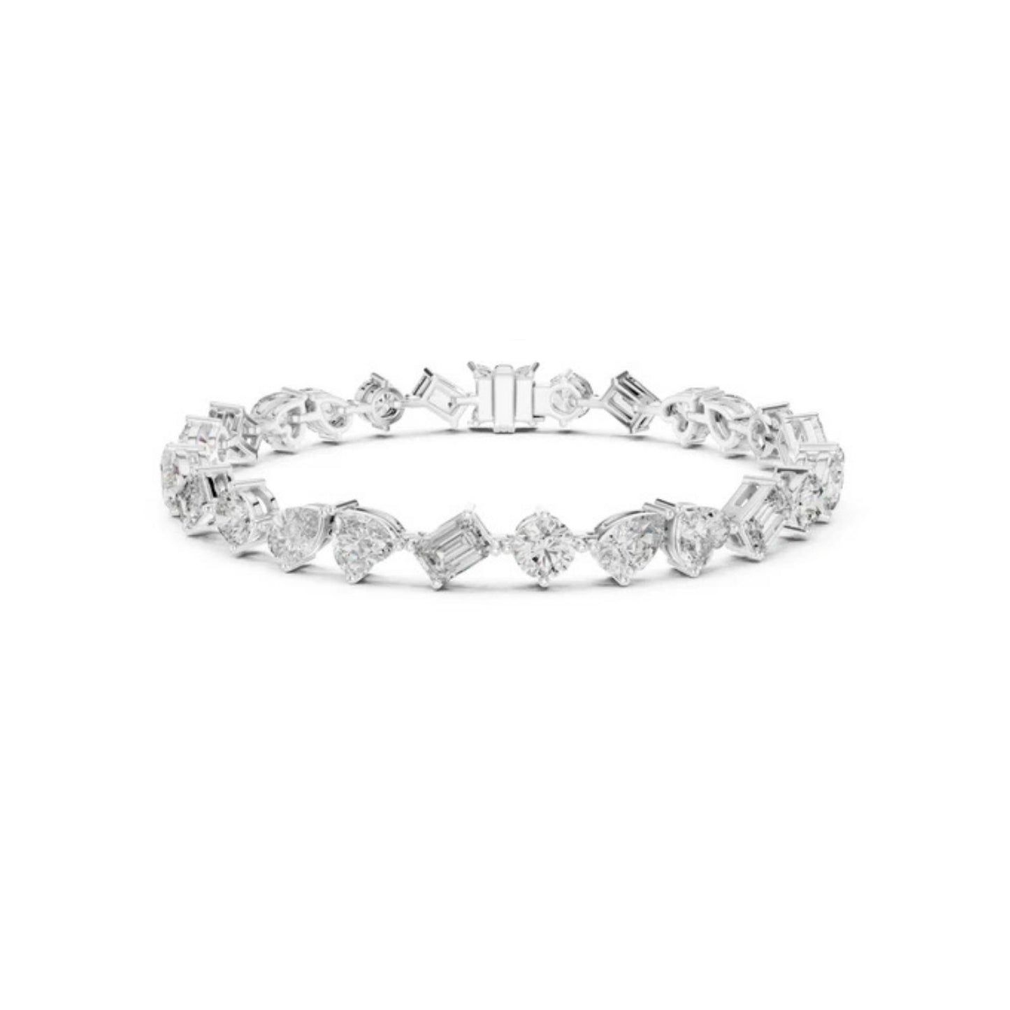 14k White Gold Heart Emerald Pear Lab-Grown Diamond Engagement Bracelet | Pure Carat