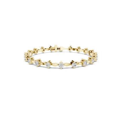 18k Yellow Gold Round Lab-Grown Diamond Party Wear Bracelet for Women | Pure Carat
