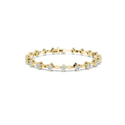 18k Yellow Gold Round Lab-Grown Diamond Party Wear Bracelet for Women | Pure Carat