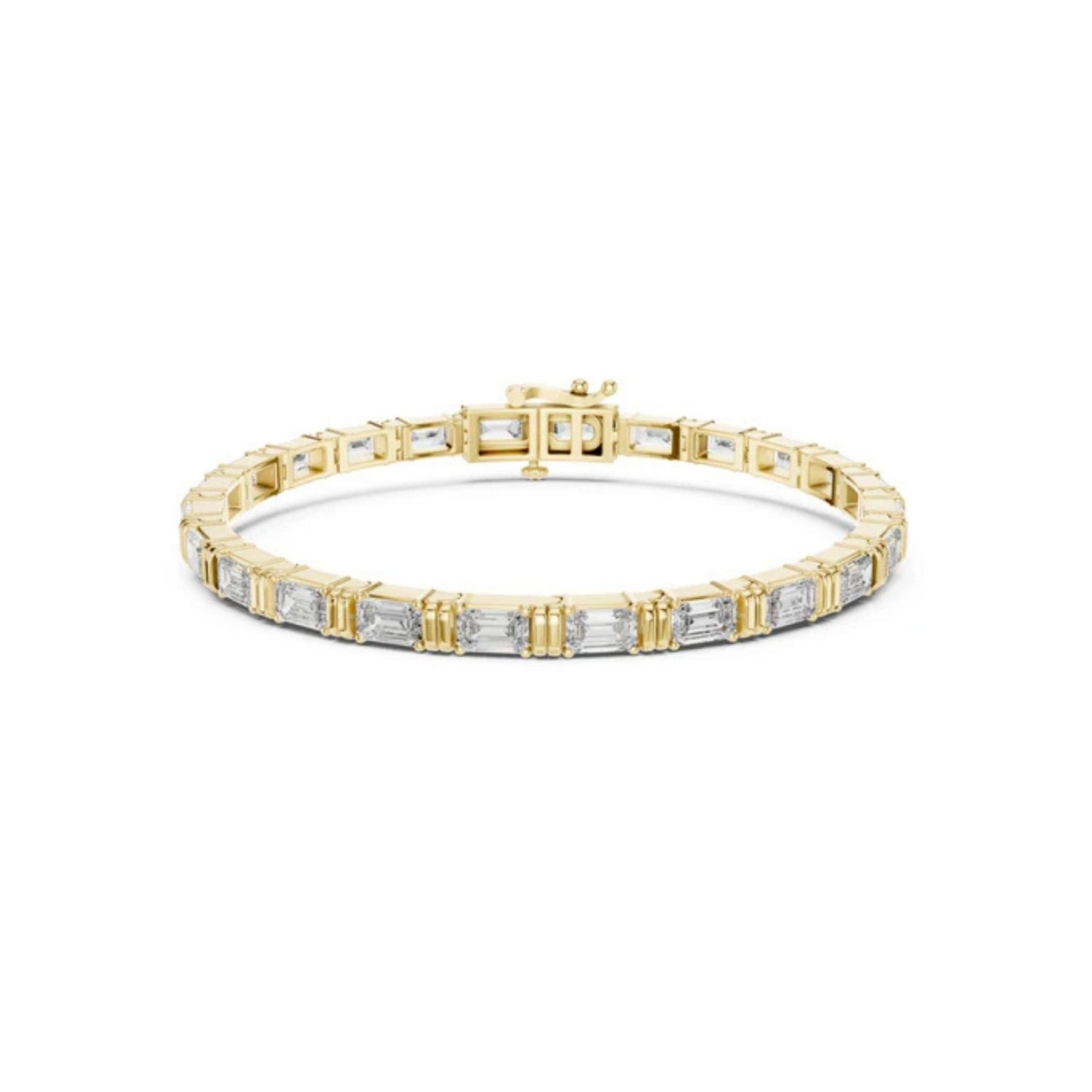 14K Yellow Gold Emerald Lab-Grown Diamond Bracelet for Women - Office Wear - Pure Carat