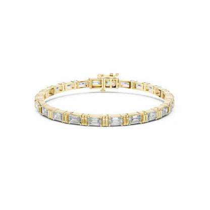 14K Yellow Gold Emerald Lab-Grown Diamond Bracelet for Women - Office Wear - Pure Carat