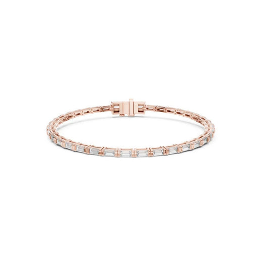 Pure Carat 18K Rose Gold Baguette Cut Diamond Bracelet for Women – Engagement Jewellery