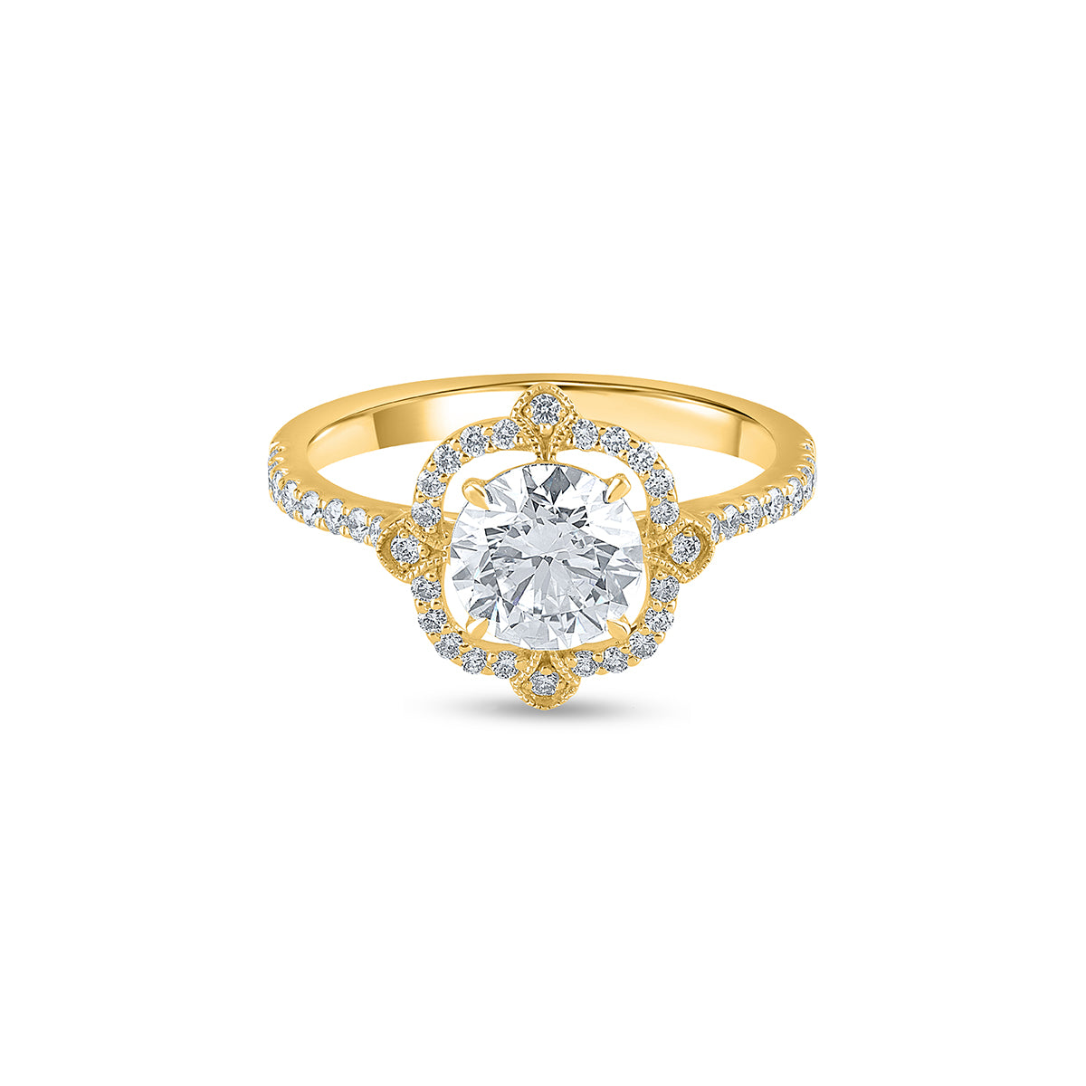"Purecarat Classic Oval cut solitaire diamond  ring with Filigree Details"