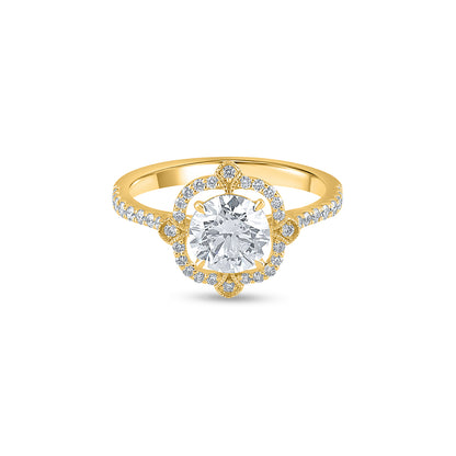"Purecarat Classic Oval cut solitaire diamond  ring with Filigree Details"