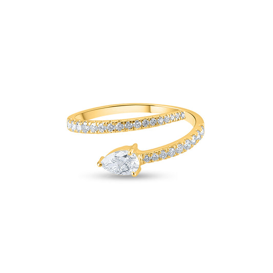 "Buy Unique Pear Moissanite Engagement Ring in Yellow Gold"