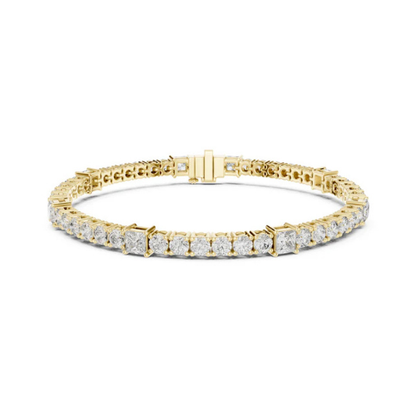 18k Yellow Gold Princess /Round Lab-Grown Diamond Engagement Bracelet for Women | Pure Carat