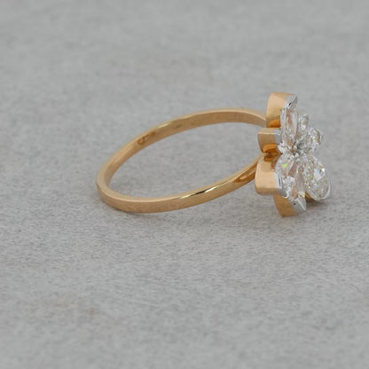 Elegant Women's Diamond Flower Cocktail Ring - Purecarat