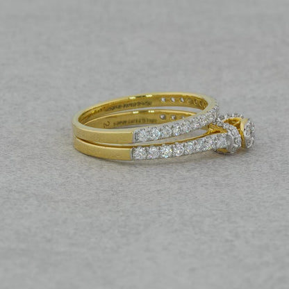 Purecarat 14K Yellow Gold Diamond Bridal Set | Engagement & Wedding Band