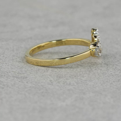 purecarat  Rings Open Floral Geometric Minimalistic Multi Stone Ring