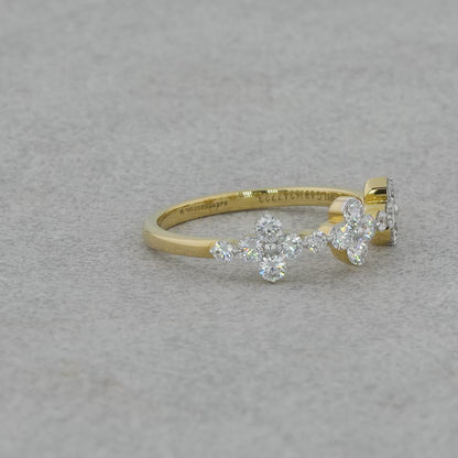 Yellow Gold Floral Diamond Ring - Dainty Flower Design pureacart.